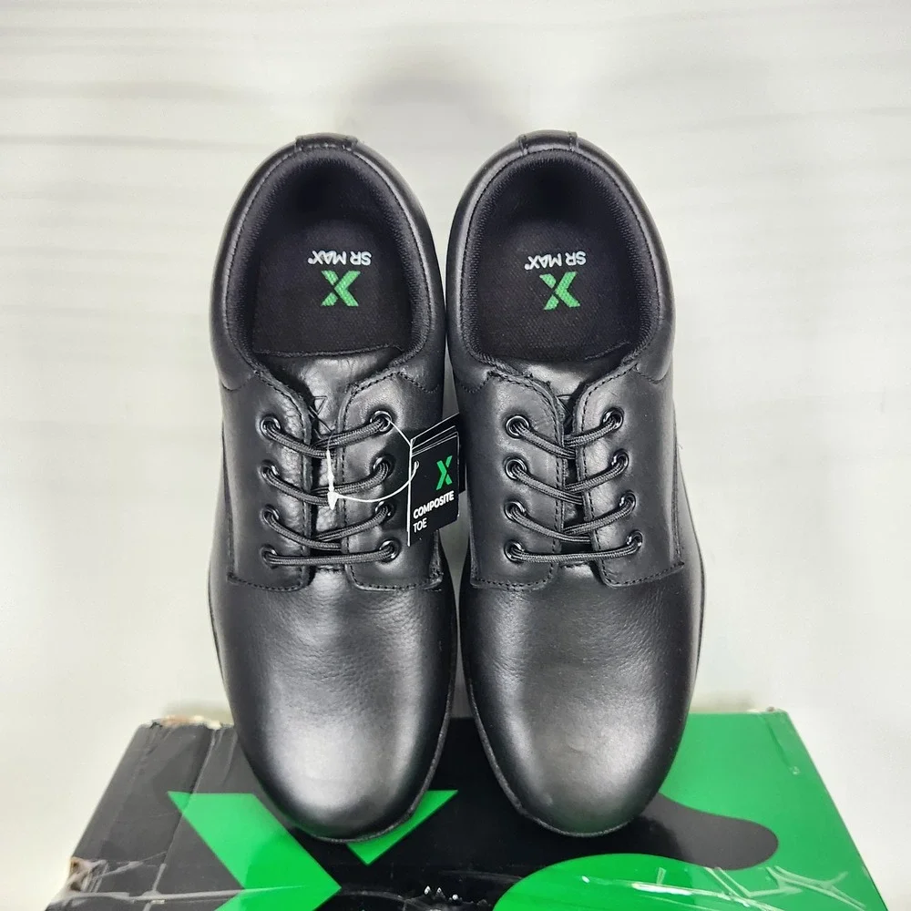 SR Max Burke Work Oxford Men Size 12 WIDE Black Composite Safety Toe Slip Resist